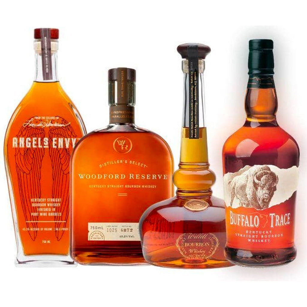 Angel's Envy, Woodford Reserve, Willett, & Buffalo Trace Value Bundle 750 mL Angel's Envy, Woodford Reserve, Willett, & Buffalo Trace Value Bundle 750 mL