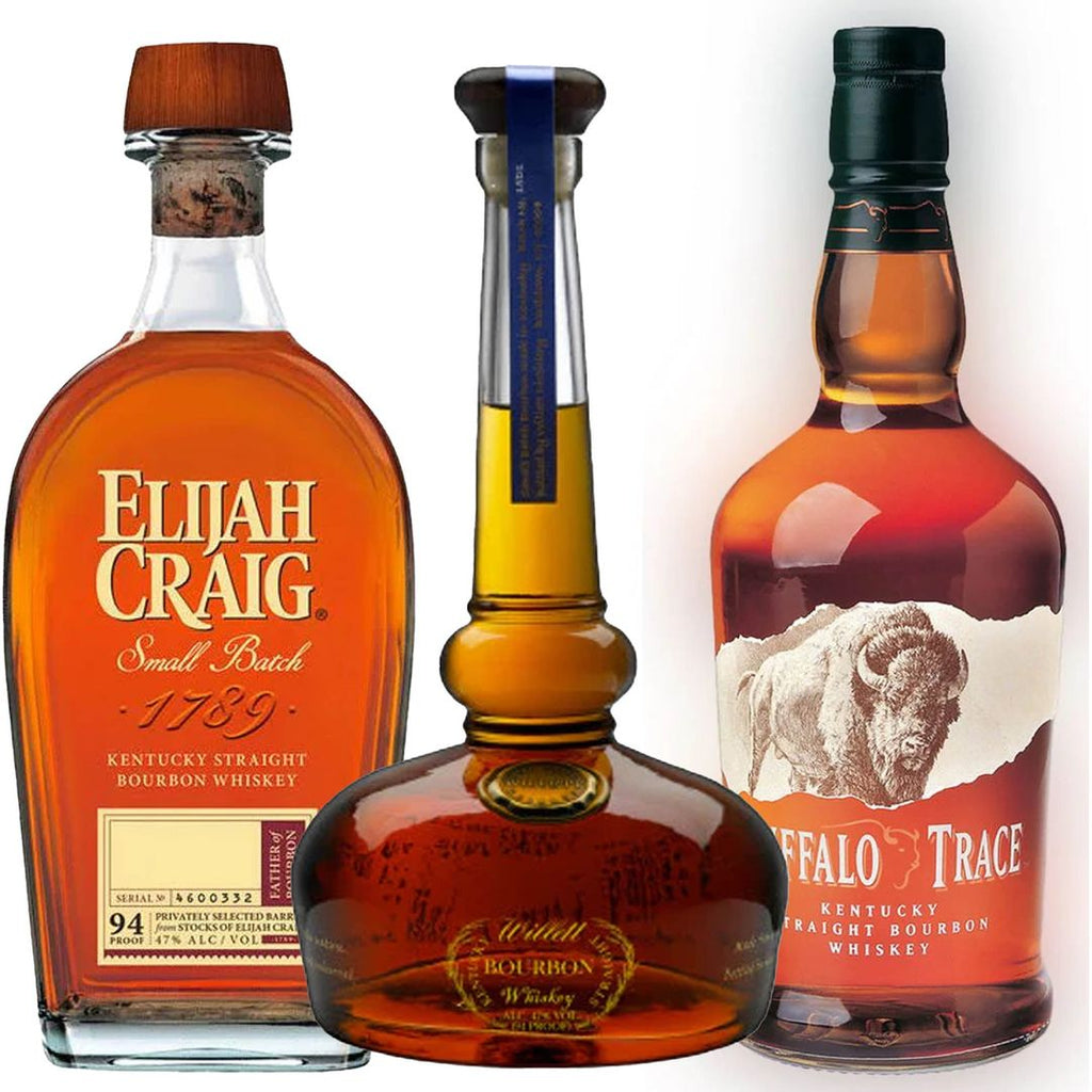 Elijah Craig Small Batch, Willett Pot Still, & Buffalo Trace Bourbon Value Bundle 750 mL Elijah Craig Small Batch, Willett Pot Still, & Buffalo Trace Bourbon Value Bundle 750 mL