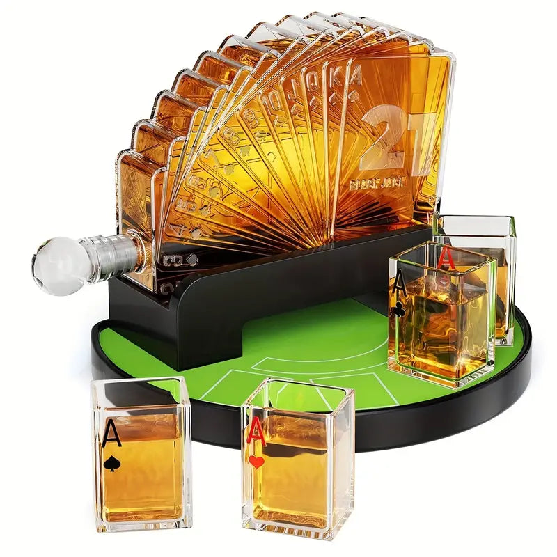 Poker Night Whiskey Decanter Set Poker Night Whiskey Decanter Set